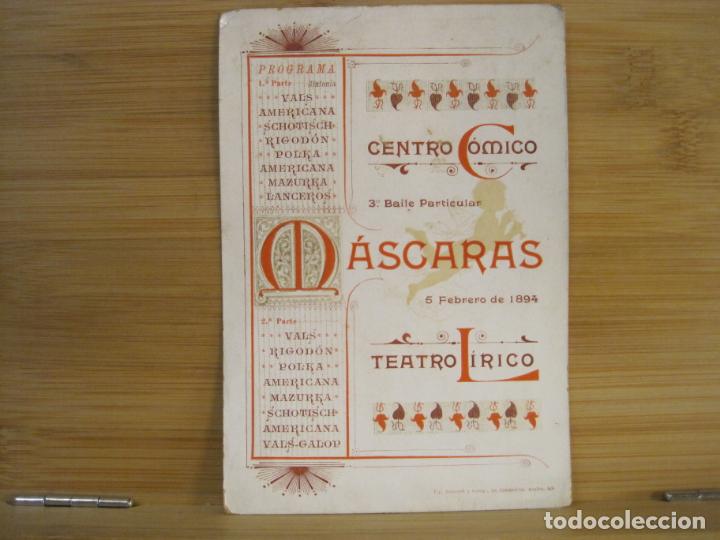 Altri oggetti di carta: BARCELONA-CENTRO COMICO-BAILE DE MASCARAS-TEATRO LIRICO-INVITACION A&Ntilde;O 1894-VER FOTOS-(101.165)