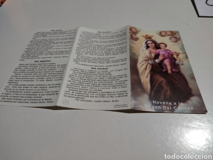 Otros art&iacute;culos de coleccionismo en papel: Estampa religiosa novena a la virgen del Carmen