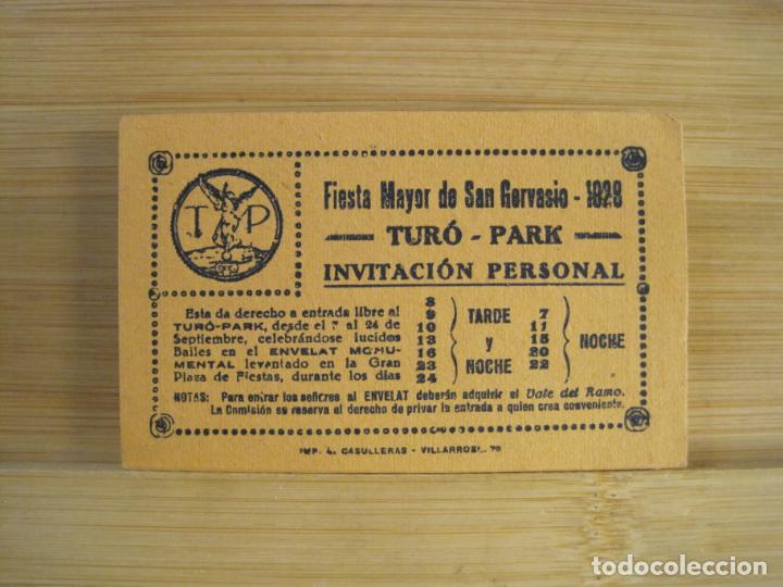 Altri oggetti di carta: BARCELONA-FIESTA MAYOR DE SAN GERVASIO-A&Ntilde;O 1929-TURO PARK-INVITACION PERSONAL-VER FOTOS-(101.490)