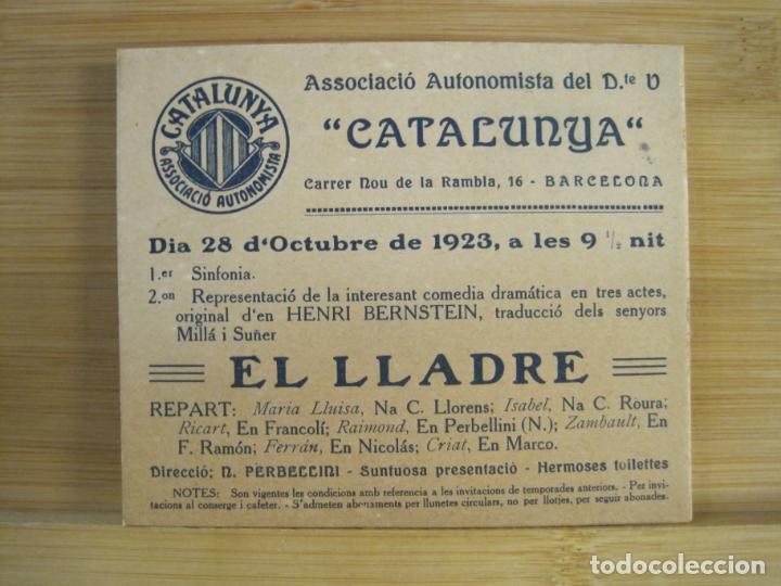 Altri oggetti di carta: ASSOCIACIO AUTONOMISTA CATALUNYA-PROGRAMA ANY 1923-EL LLADRE-VER FOTOS-(101.491)