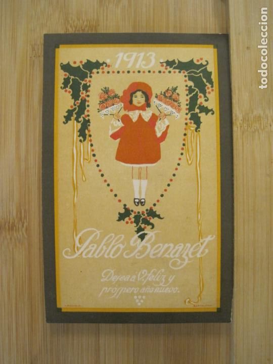 Otros Art&iacute;culos de Coleccionismo en Papel: BARCELONA-PABLO BENAZET-A&Ntilde;O 1913-FELICITACION ANTIGUA-VER FOTOS-(101.504)