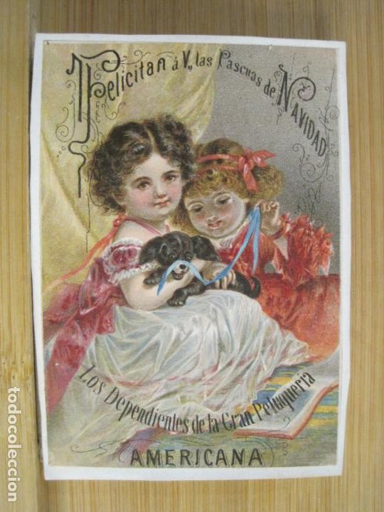 Otros Art&iacute;culos de Coleccionismo en Papel: LOS DEPENDIENTES DE LA GRAN PELUQUERIA AMERICANA-FELICITACION ANTIGUA-VER FOTOS-(101.507)