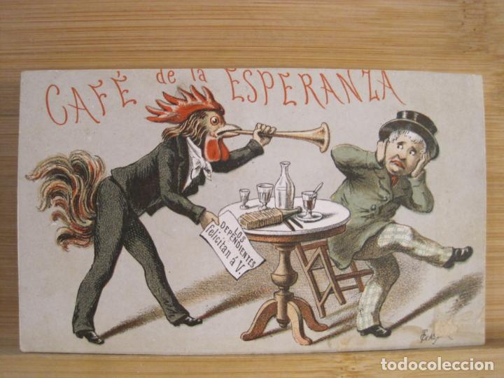 Outros artigos de papel: LOS DEPENDIENTES DEL CAFE DE LA ESPERANZA-FELICITACION ANTIGUA-VER FOTOS-(101.510)