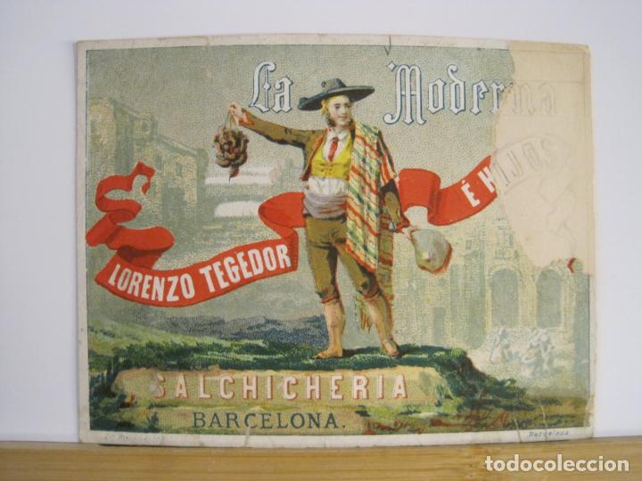 Otros Art&iacute;culos de Coleccionismo en Papel: BARCELONA-LA MODERNA LORENZO TEGEDOR E HIJOS-SALCHICHAS-PUBLICIDAD ANTIGUA-VER FOTOS-(101.563)
