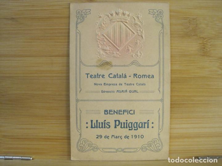 Sammelleidenschaft Andere Papierartikel: BARCELONA-TEATRE CATALA ROMEA-BENEFICI LLUIS PUIGGARI-PROGRAMA A&Ntilde;O 1910-VER FOTOS-(101.619)