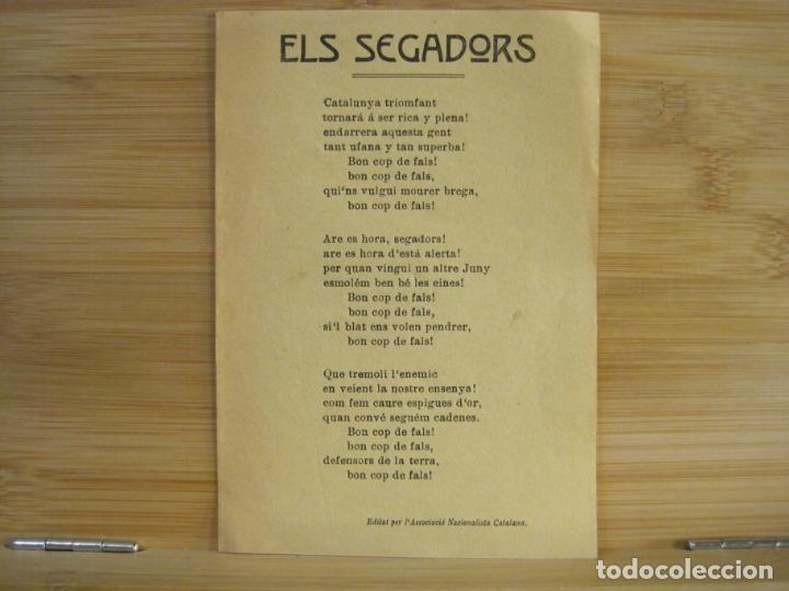 Otros Art&iacute;culos de Coleccionismo en Papel: ELS SEGADORS-EDITAT PER L'ASSOCIACIO NACIONALISTA CATALANA-CATALUNYA-VER FOTOS-(K-9416)