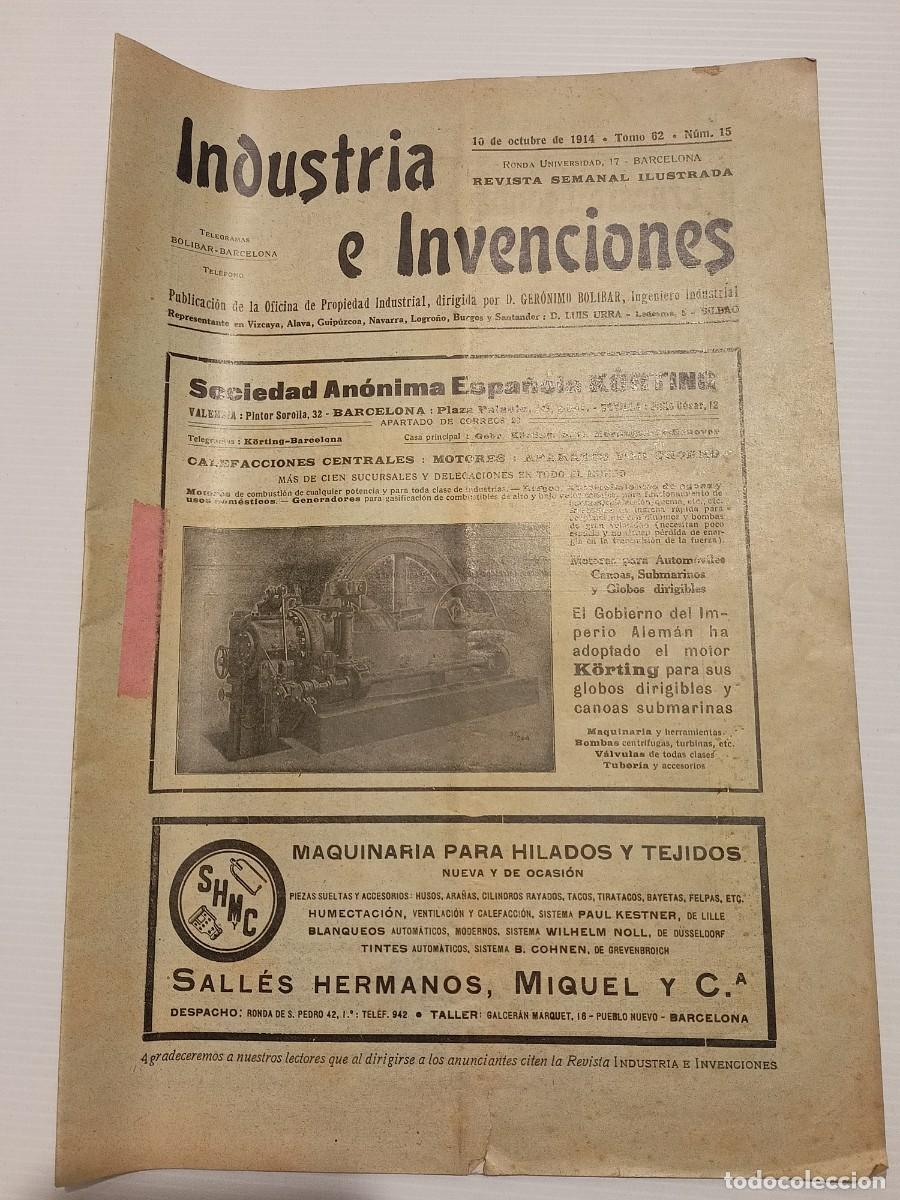 Otros Art&iacute;culos de Coleccionismo en Papel: REVISTA SEMANAL N&Uacute;M. 15 DE INDUSTRIA E INVENCIONES DE OCTUBRE DE 1914