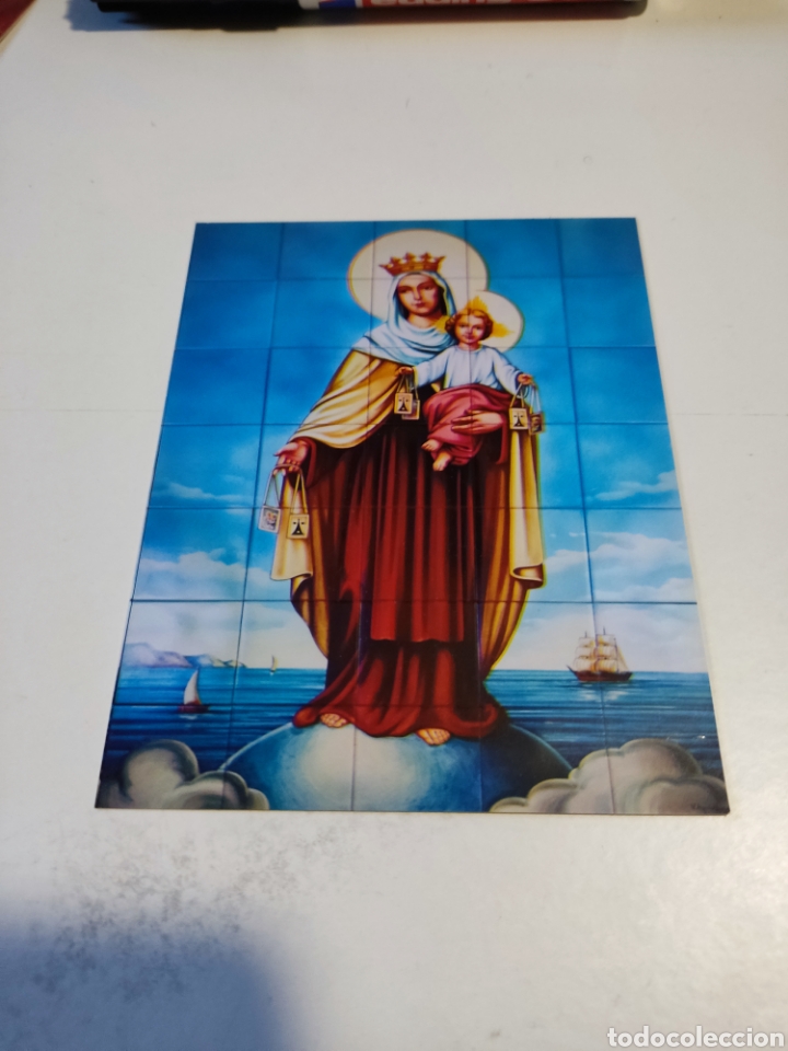 Otros Art&iacute;culos de Coleccionismo en Papel: Estampa religiosa retablo cer&aacute;mico virgen del Carmen, Burriana