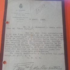 Otros Artículos de Coleccionismo en Papel: 1920 CARTA OFICIAL DE UN GENERAL P17. Lote 401132279
