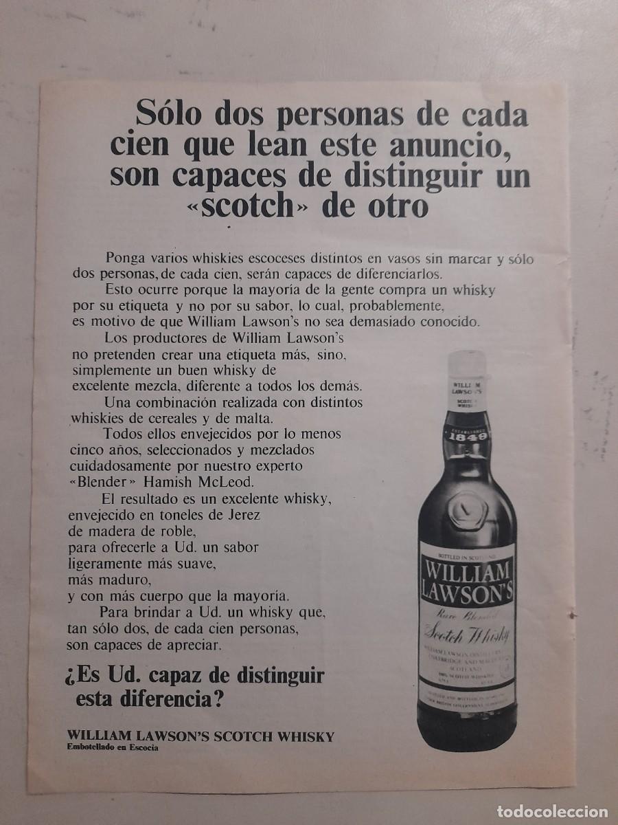 Collectionnisme Papier divers: ANUNCIO PUBLICIDAD WHISKY SCOTCH WILLIAM LAWSON HOJA DE REVISTA