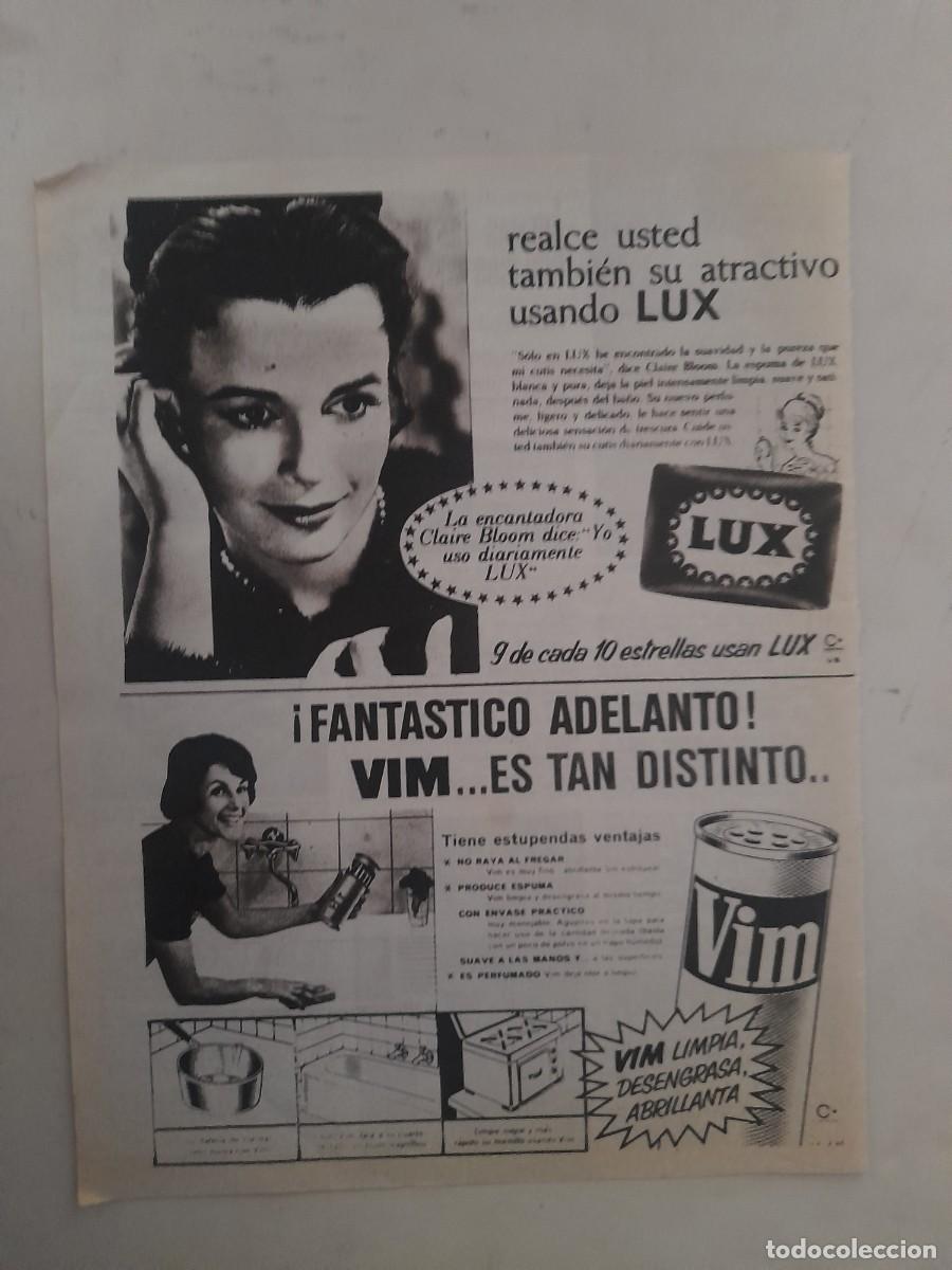 Sammelleidenschaft Andere Papierartikel: ANUNCIO PUBLICIDAD LIMPIADOR VIM JAB&Oacute;N LUX HOJA DE REVISTA