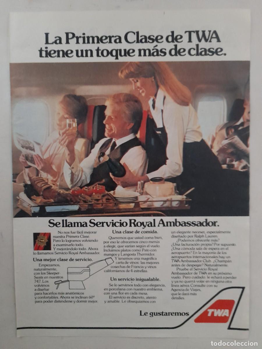 Sammelleidenschaft Andere Papierartikel: ANUNCIO PUBLICIDAD COMPA&Ntilde;&Iacute;A A&Eacute;REA TWA HOJA DE REVISTA