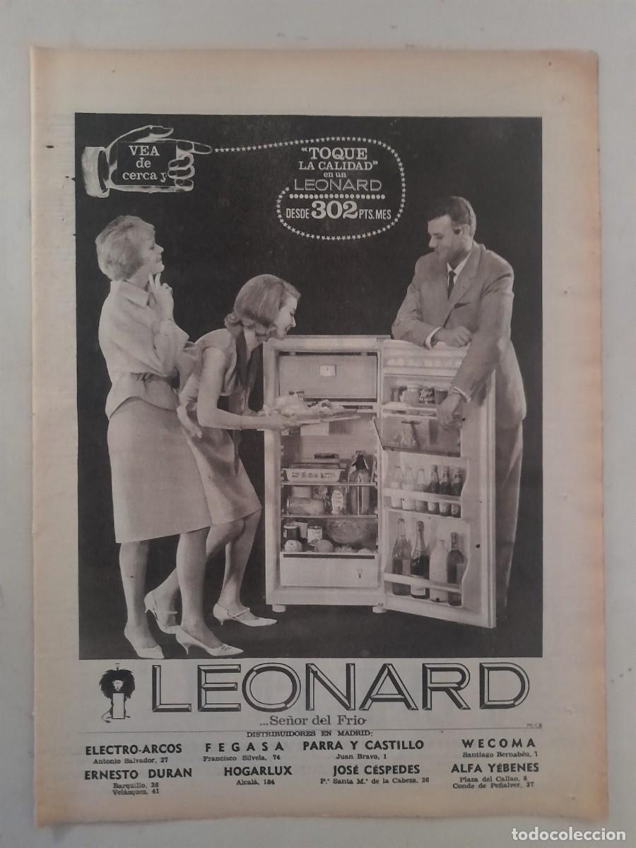 Sammelleidenschaft Andere Papierartikel: ANUNCIO PUBLICIDAD FRIGOR&Iacute;FICO LEONARD HOJA DE REVISTA