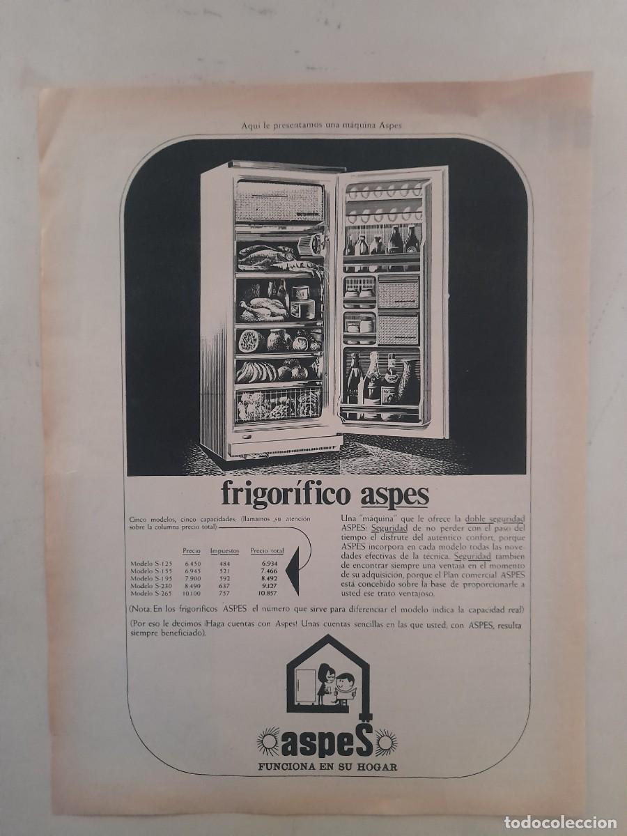 Sammelleidenschaft Andere Papierartikel: ANUNCIO PUBLICIDAD FRIGOR&Iacute;FICO ASPES HOJA DE REVISTA