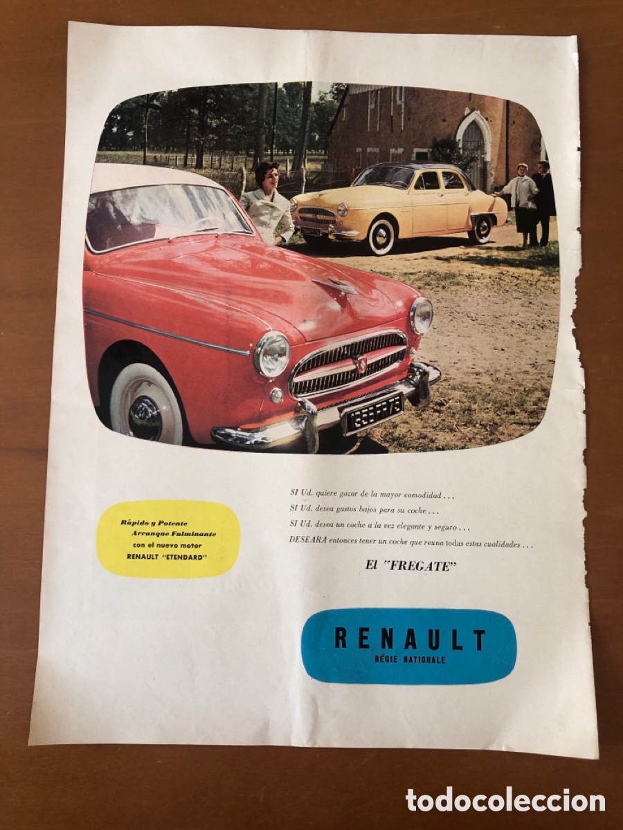Otros art&iacute;culos de coleccionismo en papel: HOJA DE REVISTA PUBLICIDAD RENAULT EL FREGATE