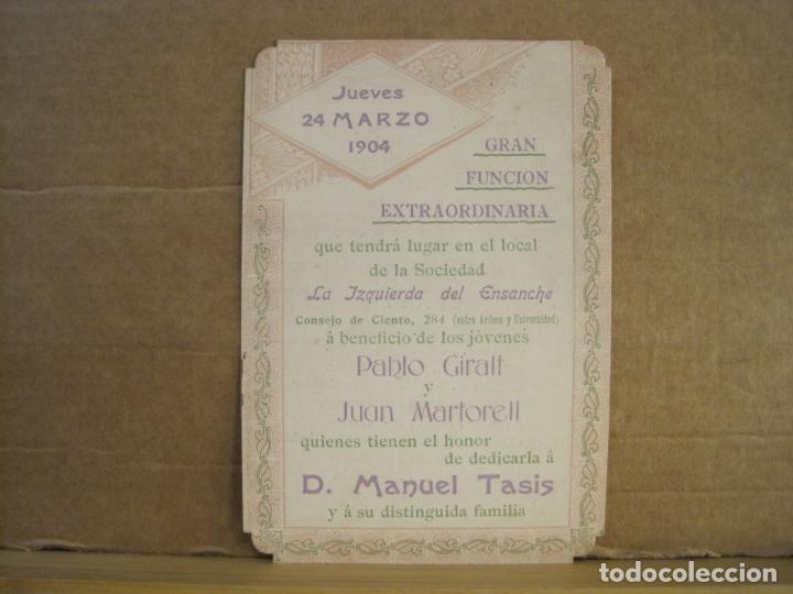 Collectionnisme Papier divers: BARCELONA-SOCIEDAD LA IZQUIERDA DEL ENSANCHE-PROGRAMA A&Ntilde;O 1904-VER FOTOS-(101.948)