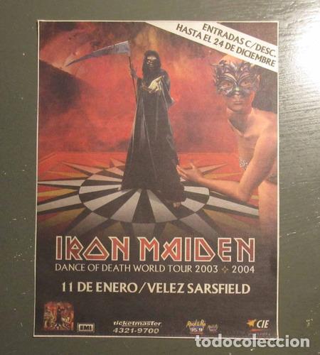 Otros Art&iacute;culos de Coleccionismo en Papel: recorte diario poster iron maiden argentina dance of death 2