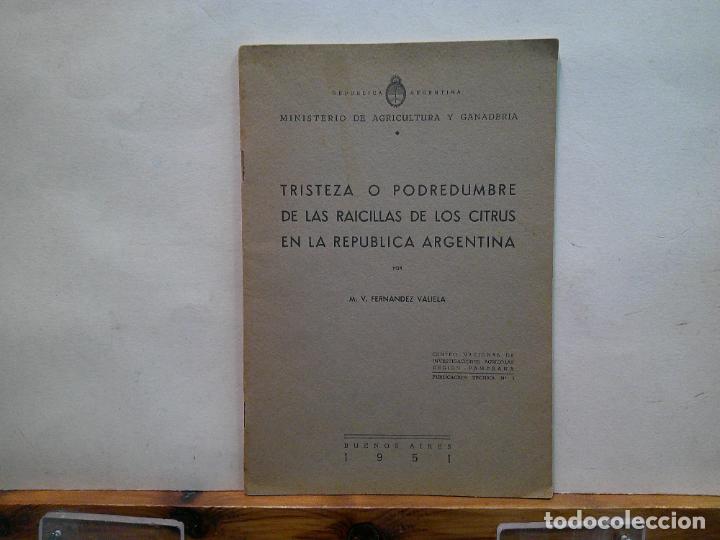 Collectionnisme Papier divers: TRISTEZA O PODREDUMBRE DE LAS RAICILLAS DE LOS CITRUS EN LA REP&Uacute;BLICA ARGENTINA. BUENOS AIRES 1951