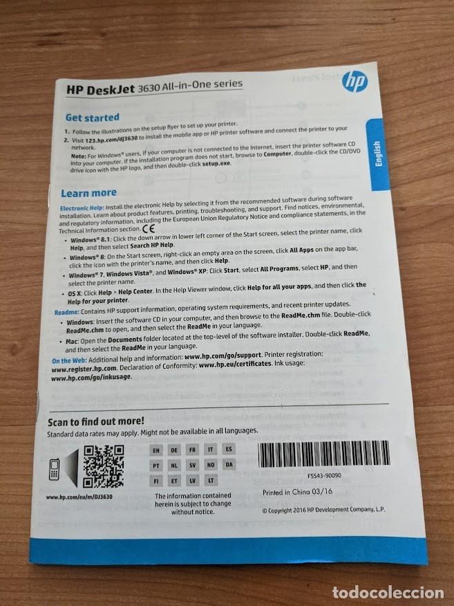 Outros artigos de papel: MANUAL INSTRUCCIONES HP DESKJET 3630