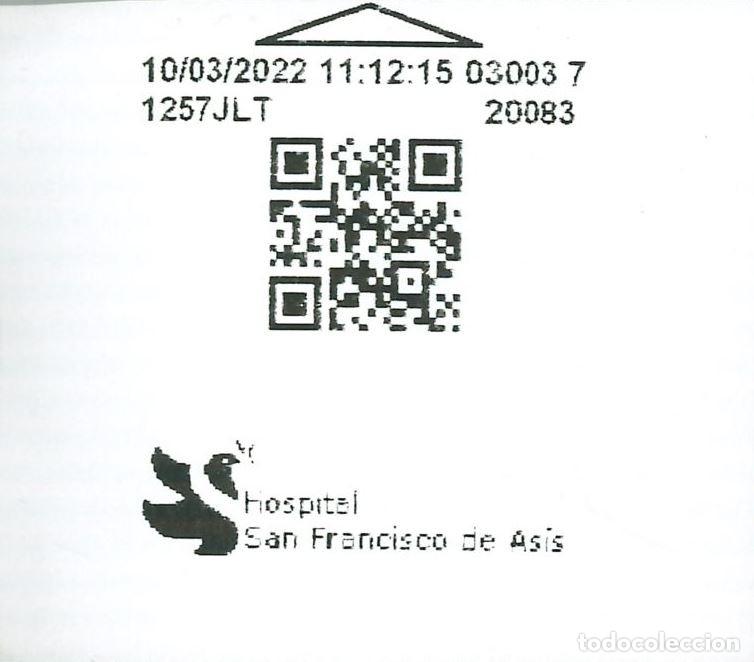 Otros Art&iacute;culos de Coleccionismo en Papel: TICKET ESTACIONAMIENTO - PARKING HOSPITAL SAN FRANCISCO DE AS&Iacute;S (MADRID) - 10-03-2022