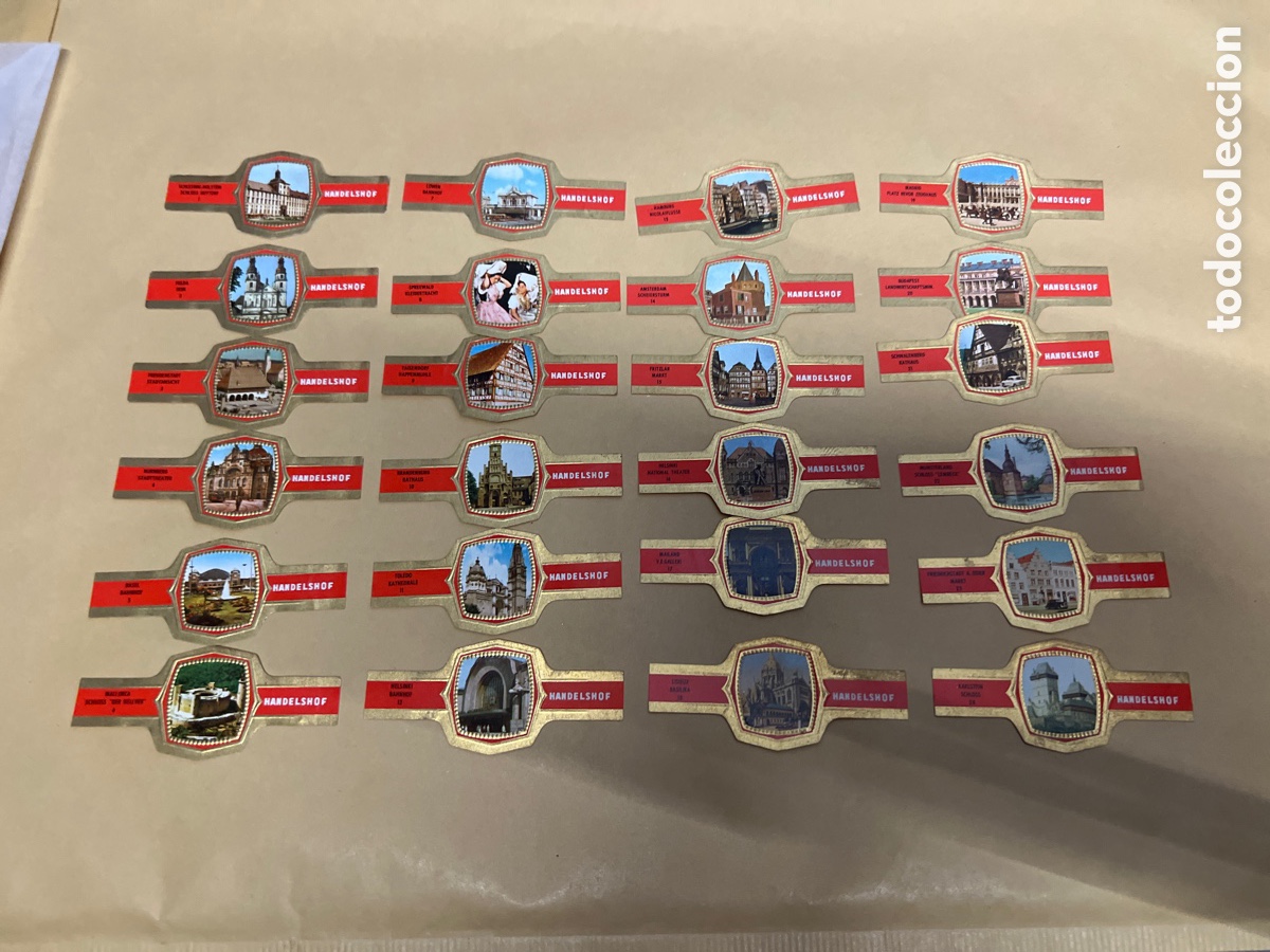 Collectionnisme Papier divers: T1/E2/466. 24 VITOLAS HANDELSHOF CIGAR BANDS, BAGUES DE CIGARE, BAUCHBINDEN, SIGARENBANDEN.
