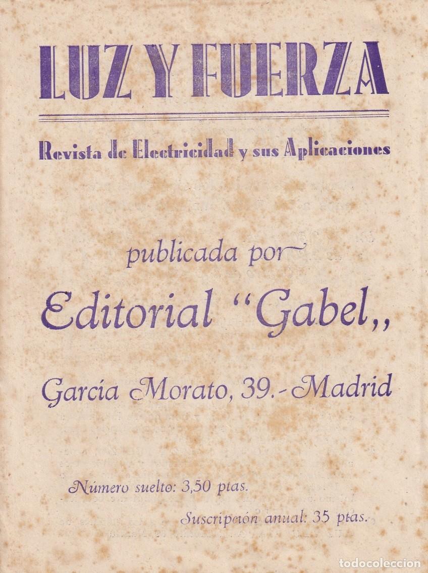 Paper Collecting Others: Antiguo tr&iacute;ptico publicitario / Luz y Fuerza Revista de electricidad y sus aplicaciones - Edi. Gabel
