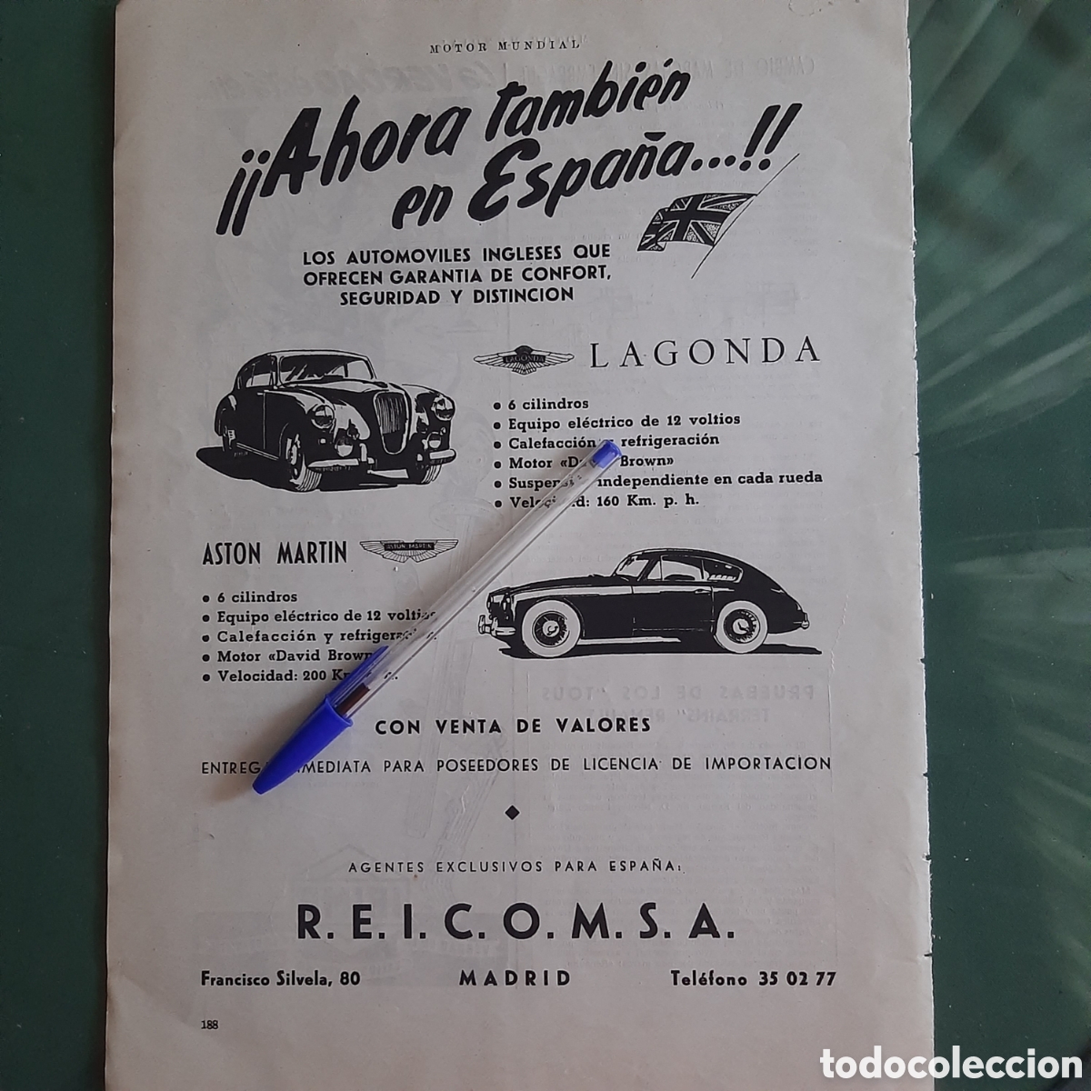 Paper Collecting Others: Publicidad automovil Aston Martin Lagonda de 1955