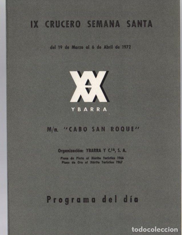 Paper Collecting Others: PROGRAMA IX CRUCERO SEMANA SANTA BUQUE YBARRA CABO SAN ROQUE. A&Ntilde;O 1972