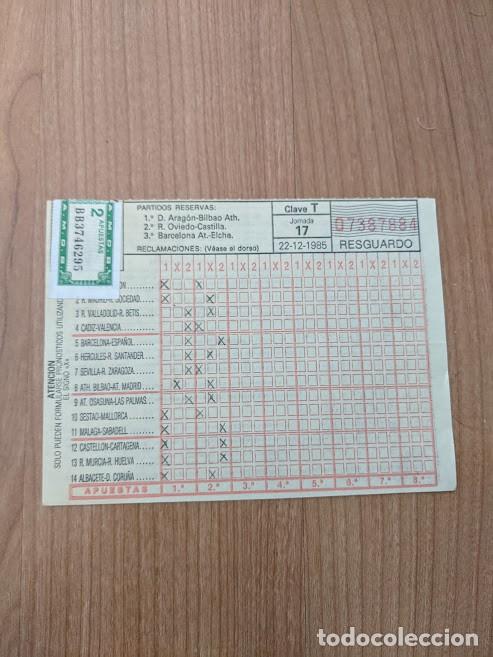 Otros Art&iacute;culos de Coleccionismo en Papel: ANTIGUO REGUARDO BOLETO QUINIELA 22.12.1985