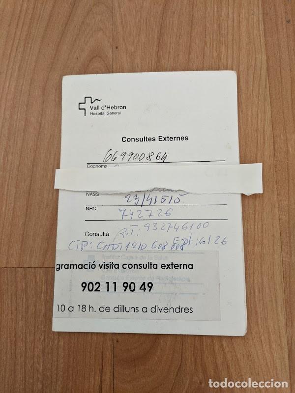 Paper Collecting Others: TARJETA DE CONSULTA EXTERNA HOSPITAL VALLE HEBR&Oacute;N 1998-2004