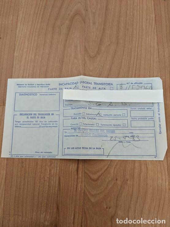 Collectionnisme Papier divers: PARTE DE BAJA M&Eacute;DICA 1983