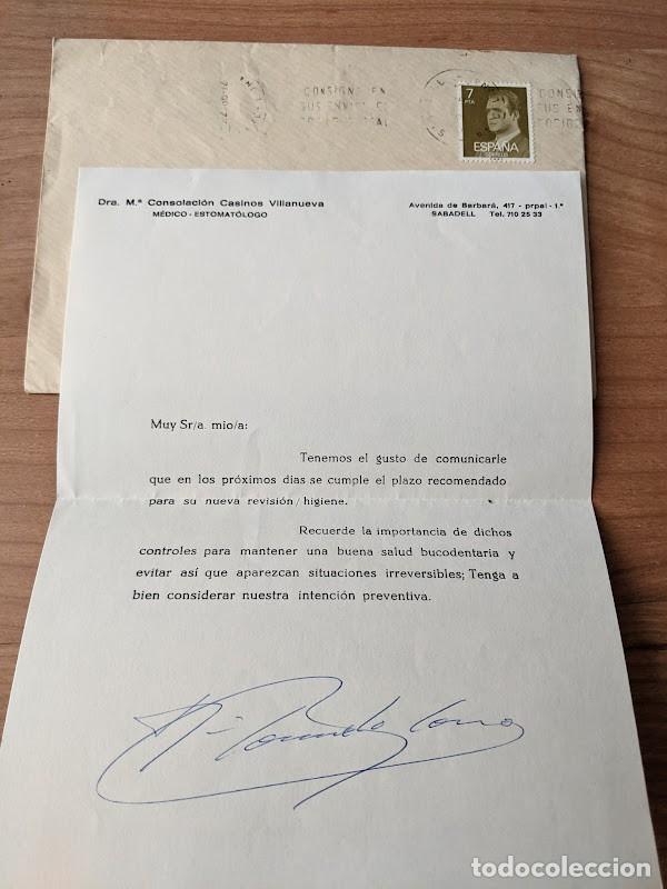 Collectionnisme Papier divers: CARTA DRA. CONSOLACI&Oacute;N CASINOS VILLANUEVA