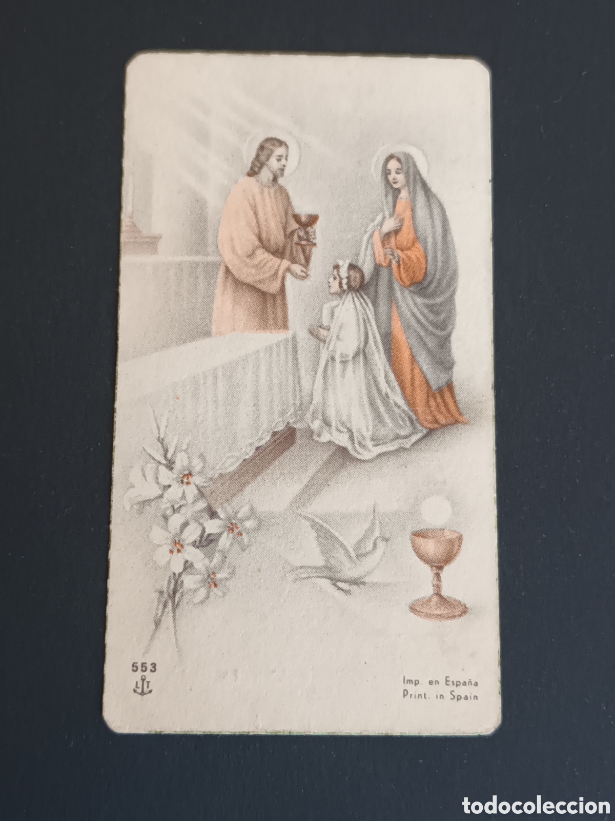 Otros Art&iacute;culos de Coleccionismo en Papel: ANTIGUA ESTAMPA DE PRIMERA COMUNI&Oacute;N. 1945. MASALFASAR. VAL&Eacute;NCIA. 7,5 X 4,2 CM.