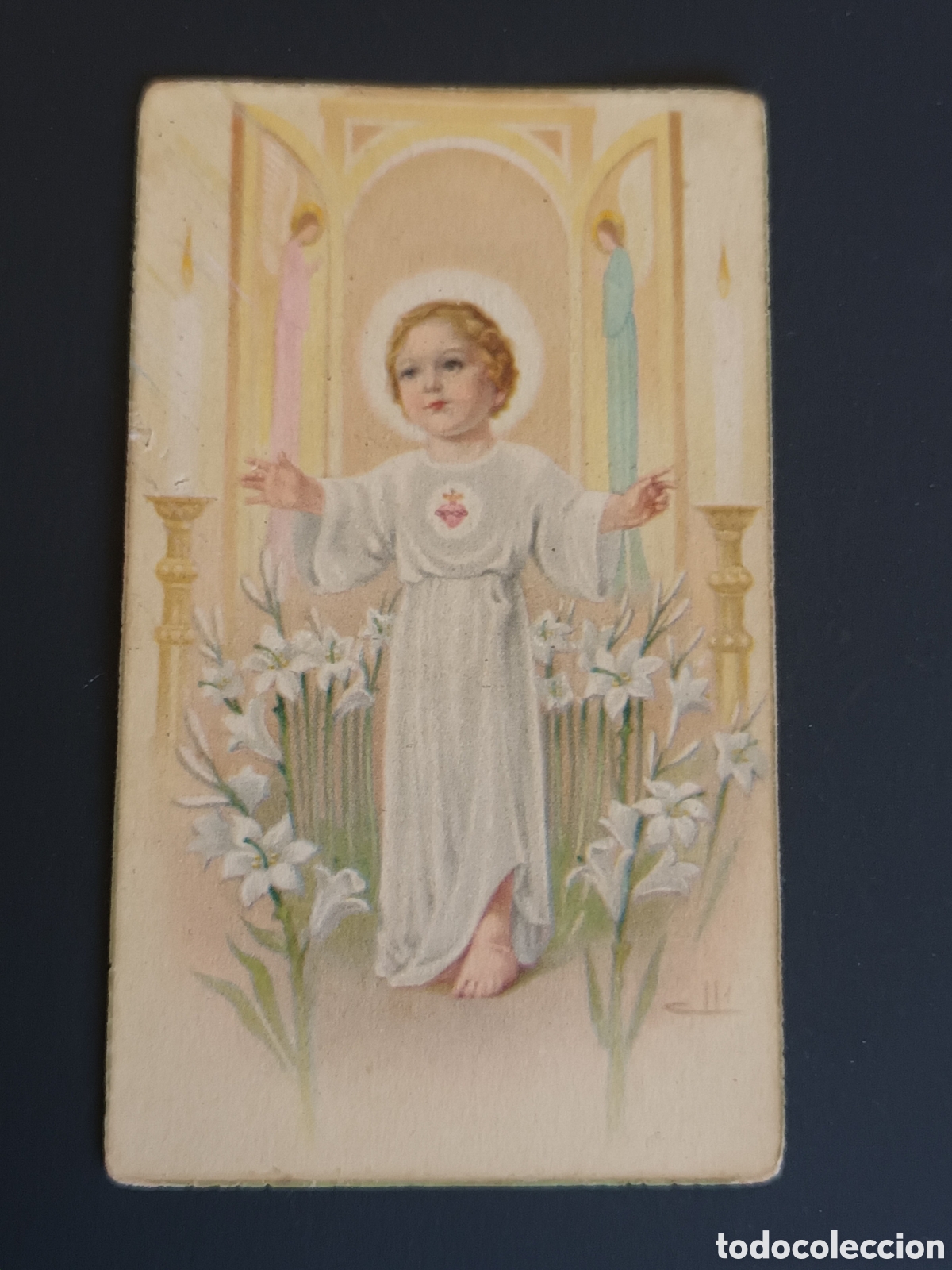 Otros Art&iacute;culos de Coleccionismo en Papel: ANTIGUA ESTAMPA DE PRIMERA COMUNI&Oacute;N. 1943. ALBUIXECH. VAL&Eacute;NCIA. 9,7 X 5,7 CM.