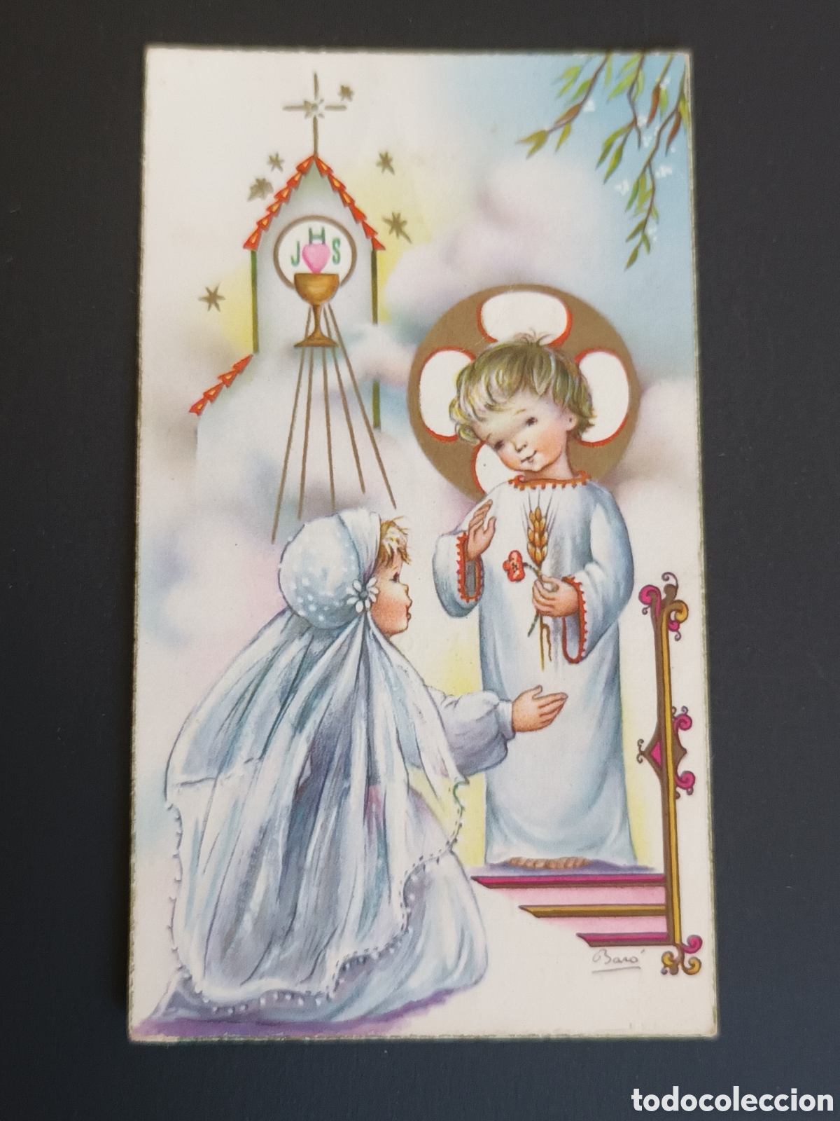 Otros Art&iacute;culos de Coleccionismo en Papel: ANTIGUA ESTAMPA DE PRIMERA COMUNI&Oacute;N. 1962. PICASENT. VAL&Eacute;NCIA. 10,2 X 5,8 CM.