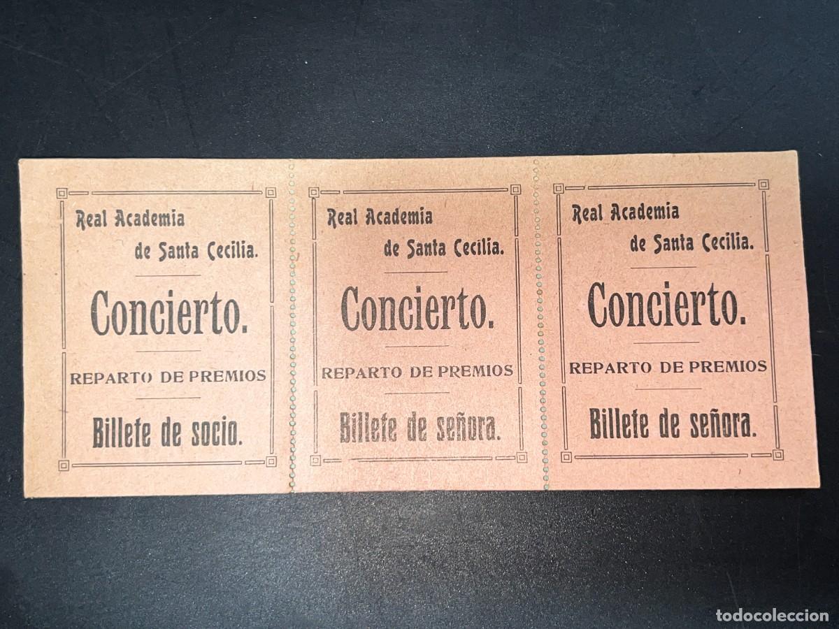 Sammelleidenschaft Andere Papierartikel: BILLETE DE SOCIO Y SE&Ntilde;ORA PARA EL CONCIERTO EN LA REAL ACADEMIA DE SANTA CECILIA. C&Aacute;DIZ.