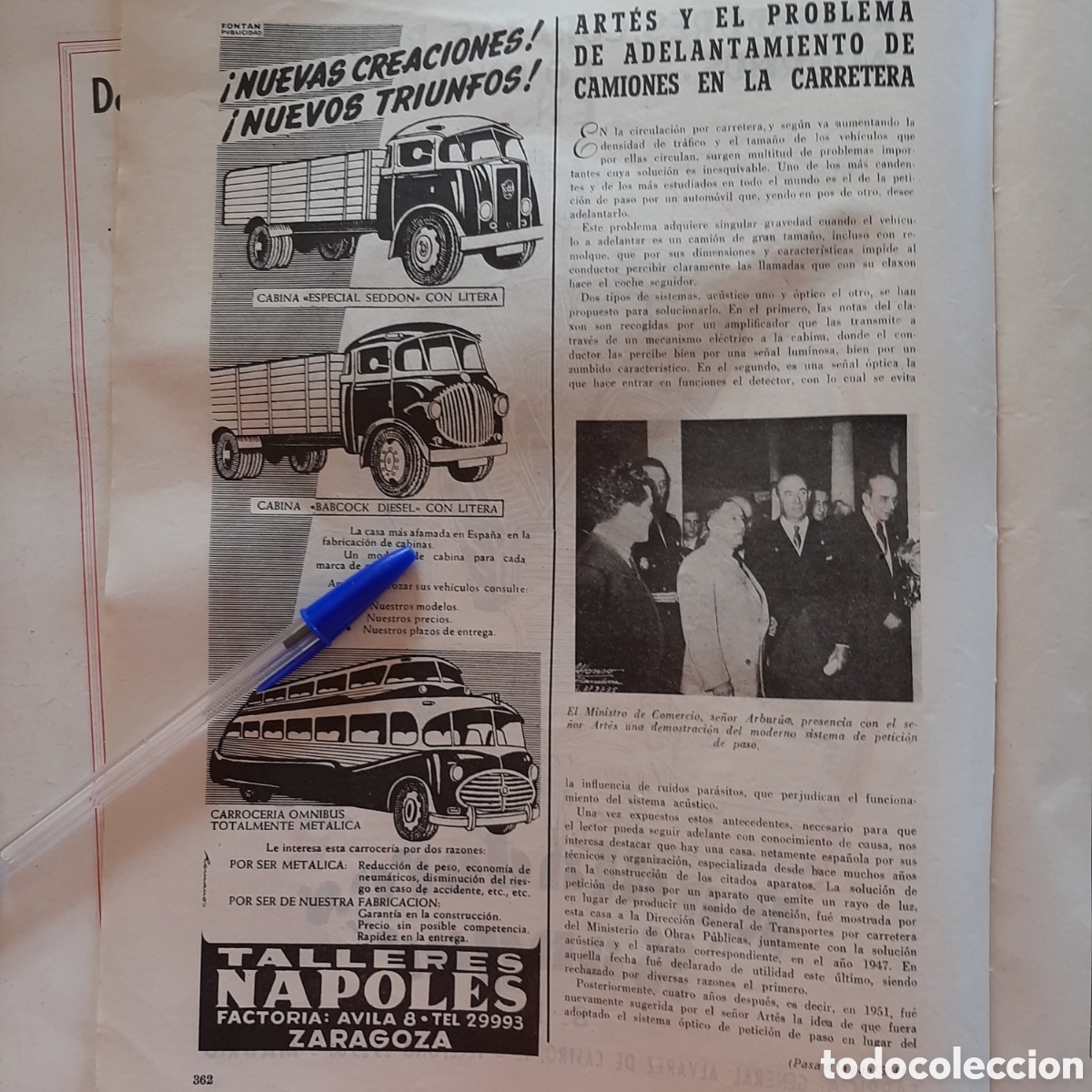 Paper Collecting Others: Publicidad camion autobus carrocer&iacute;as talleres napoles de 1953