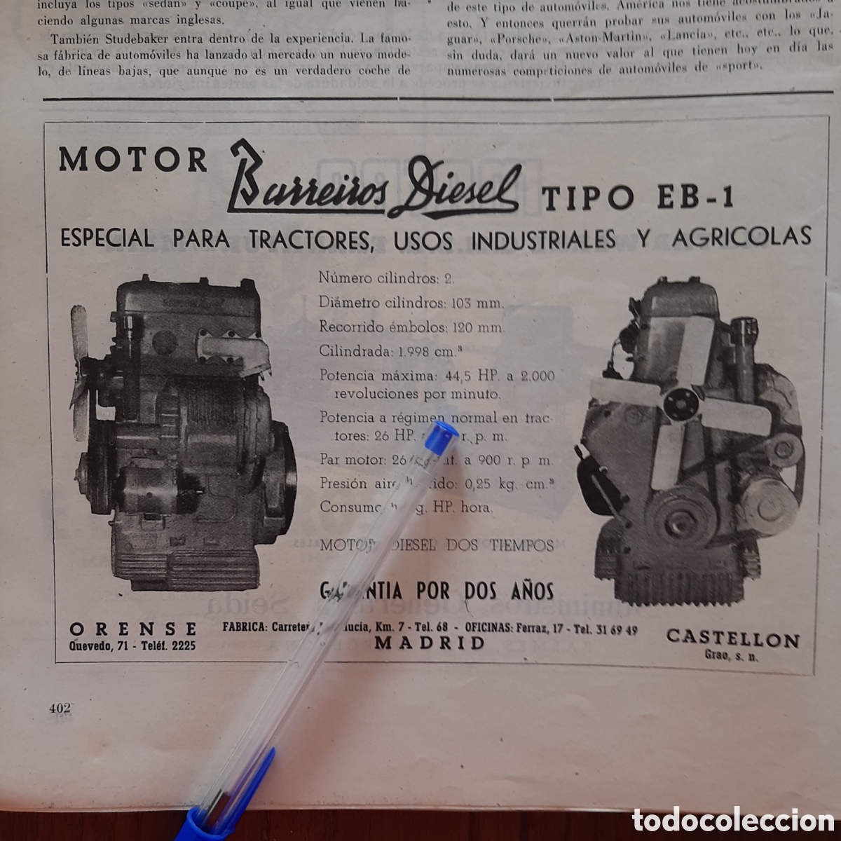 Paper Collecting Others: Publicidad motores barreiros di&eacute;sel de 1953