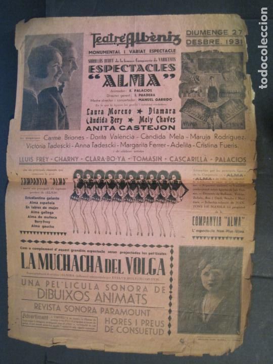 Otros Art&iacute;culos de Coleccionismo en Papel: TEATRE ALBENIZ-COMPA&Ntilde;IA ALMA-PROGRAMA DE CIRCO Y VARIEDADES Y CINE-VER FOTOS-(V-24.180)