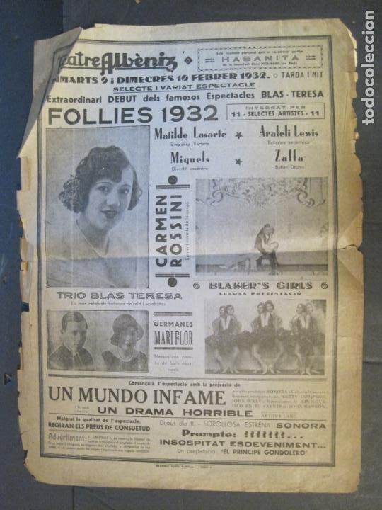 Sammelleidenschaft Andere Papierartikel: GIRONA-TEATRE ALBENIZ-ANY 1932-BLAS TERESA FOLLIES 1932-PROGRAMA CIRCO O VARIETES-(V-24.181)