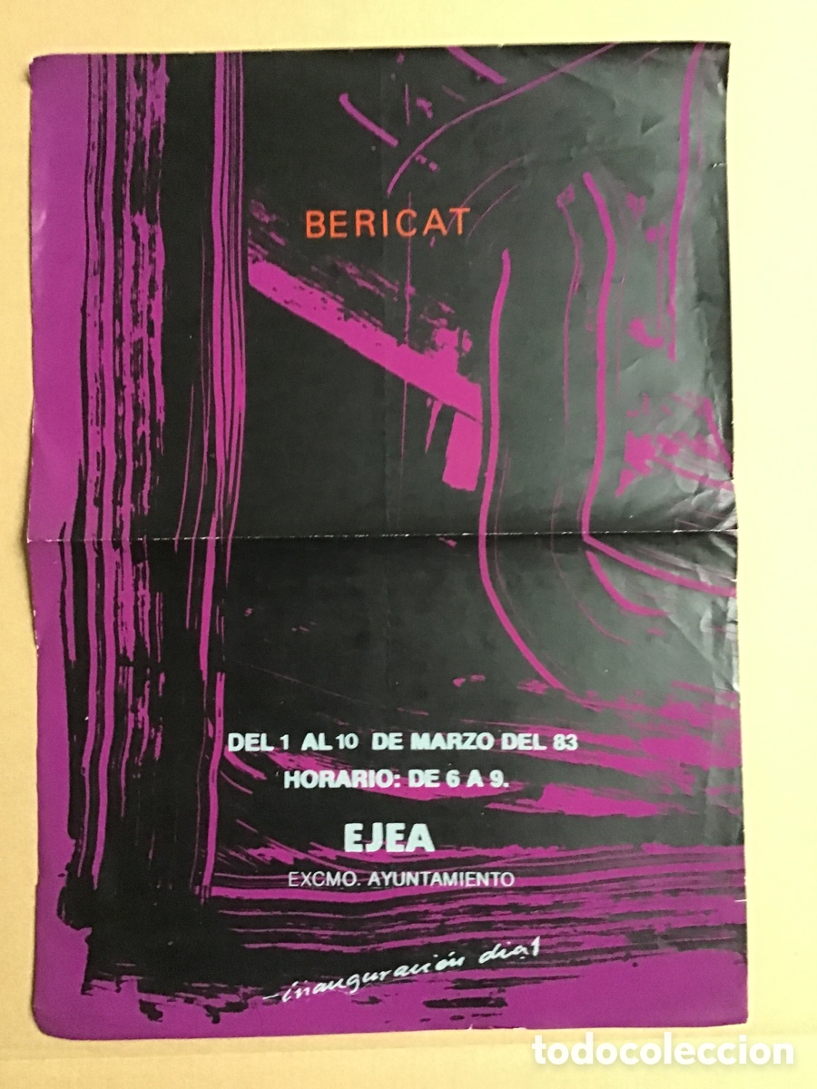 Otros Art&iacute;culos de Coleccionismo en Papel: Pedro Bericat. Marzo 1983. Ayuntamiento de Ejea. Cartel. 34X24 cm.