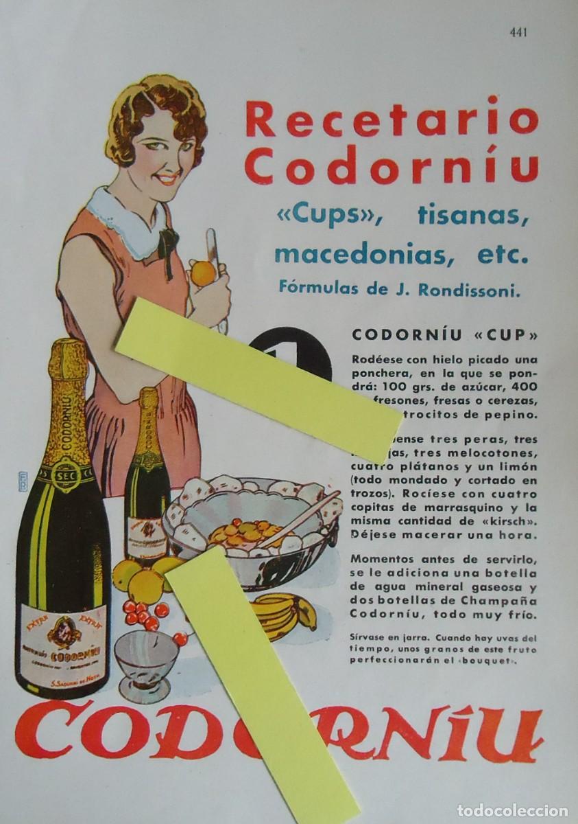 Otros art&iacute;culos de coleccionismo en papel: publicidad vintage recetario codorniu cava champagne san sadurni noya barcelona vino espumoso