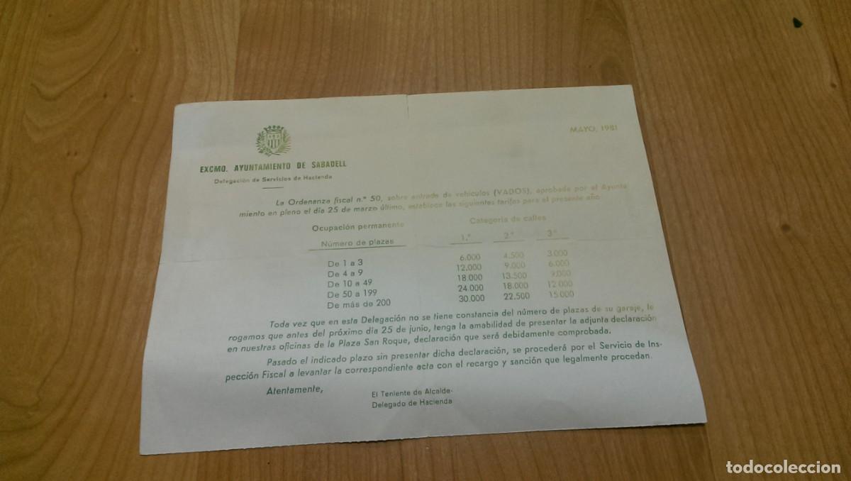 Sammelleidenschaft Andere Papierartikel: DOCUMENTO AYUNTAMIENTO SABADELL A&Ntilde;O 1981