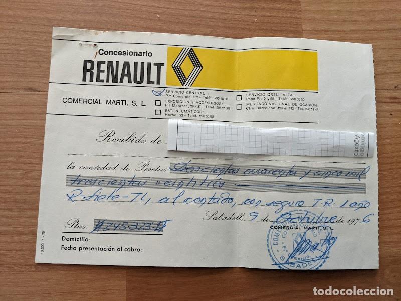 Sammelleidenschaft Andere Papierartikel: RECIBO PAGO AUTOM&Oacute;VIL R-7 COMERCIAL MART&Iacute; 1976