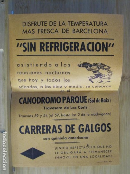 Paper Collecting Others: CARRERAS DE GALGOS-BARCELONA-CANODROMO PARQUE-PROGRAMA ANTIGUO-VER FOTOS-(K-9805)