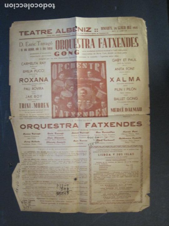 Paper Collecting Others: GIRONA-TEATRE ALBENIZ-ANY 1935-ORQUESTRA FATXENDES GONG-PROGRAMA ANTIGUO-(K-9854)
