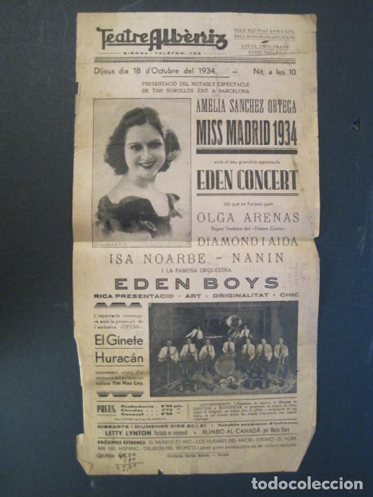 Outros artigos de papel: GIRONA-TEATRE ALBENIZ-ANY 1934-MISS MADRID EDEN CONCERT-PROGRAMA ANTIGUO-(V-24.238)