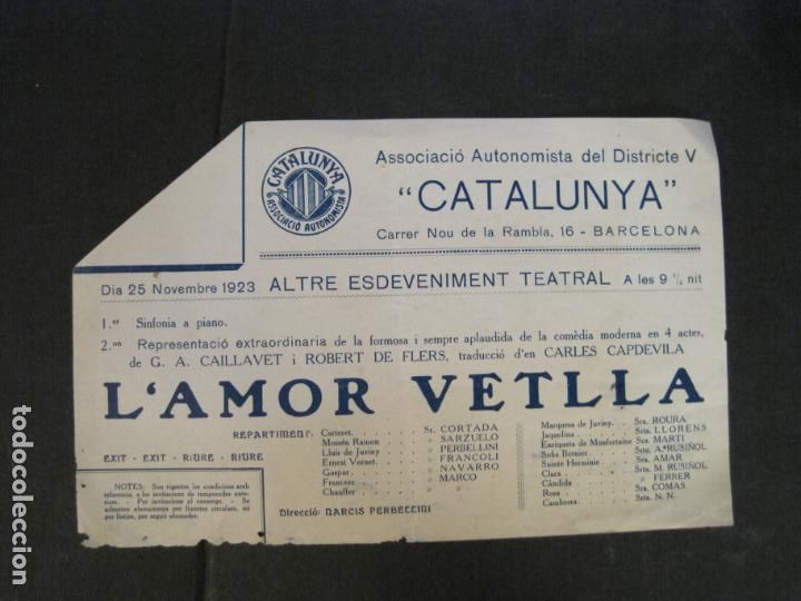 Collectionnisme Papier divers: ASSOCIACIO AUTONOMISTA DEL DISTRICTE V CATALUNYA-L'AMOR VETLLA-ANY 1923-VER FOTOS-(K-9930)