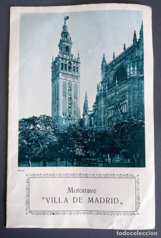 Otros art&iacute;culos de coleccionismo en papel: Motonave Villa de Madrid. Carta Men&uacute;. Trasmediterr&aacute;nea. 1949.