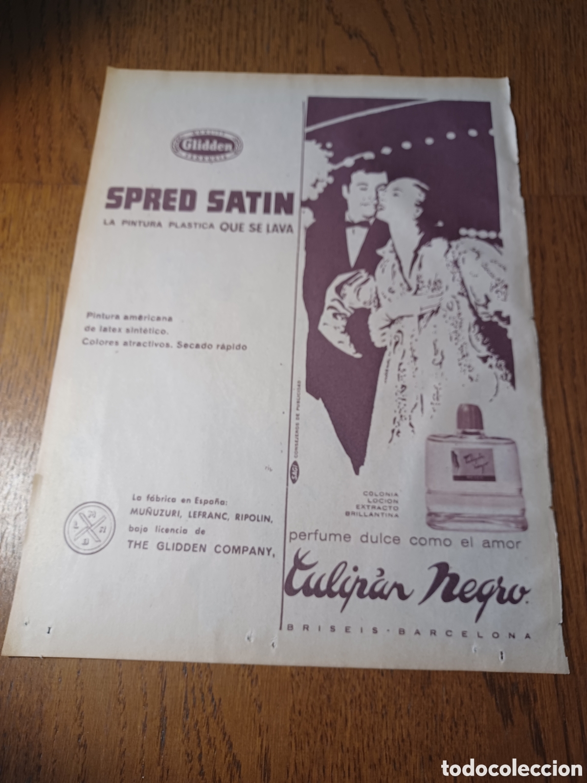 Paper Collecting Others: PUBLICIDAD. SPRED SATIN - TULIPAN NEGRO. A&Ntilde;O 1961 33 X 23 CM